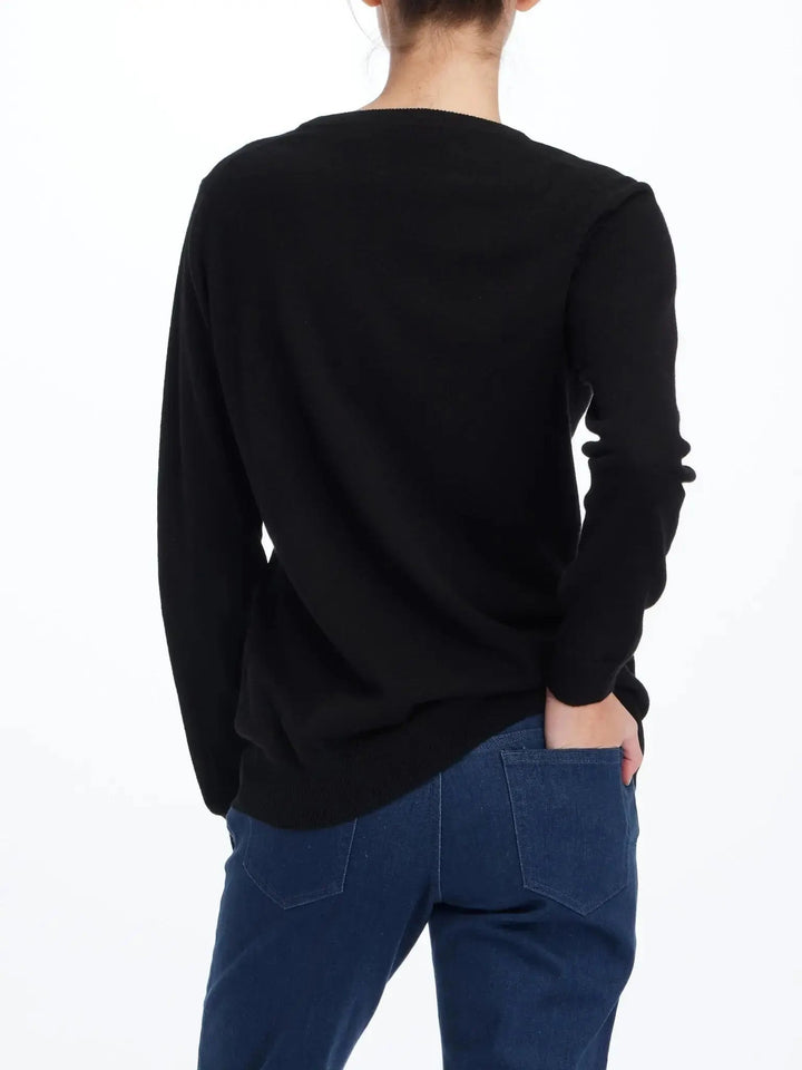 Women's Cashmere V-Neck Sweater In Black - Nigel Curtiss