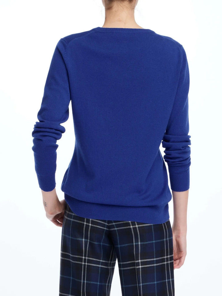Women's Cashmere V-Neck Sweater In Blue - Nigel Curtiss