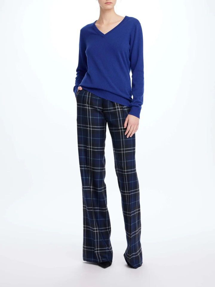 Women's Cashmere V-Neck Sweater In Blue - Nigel Curtiss