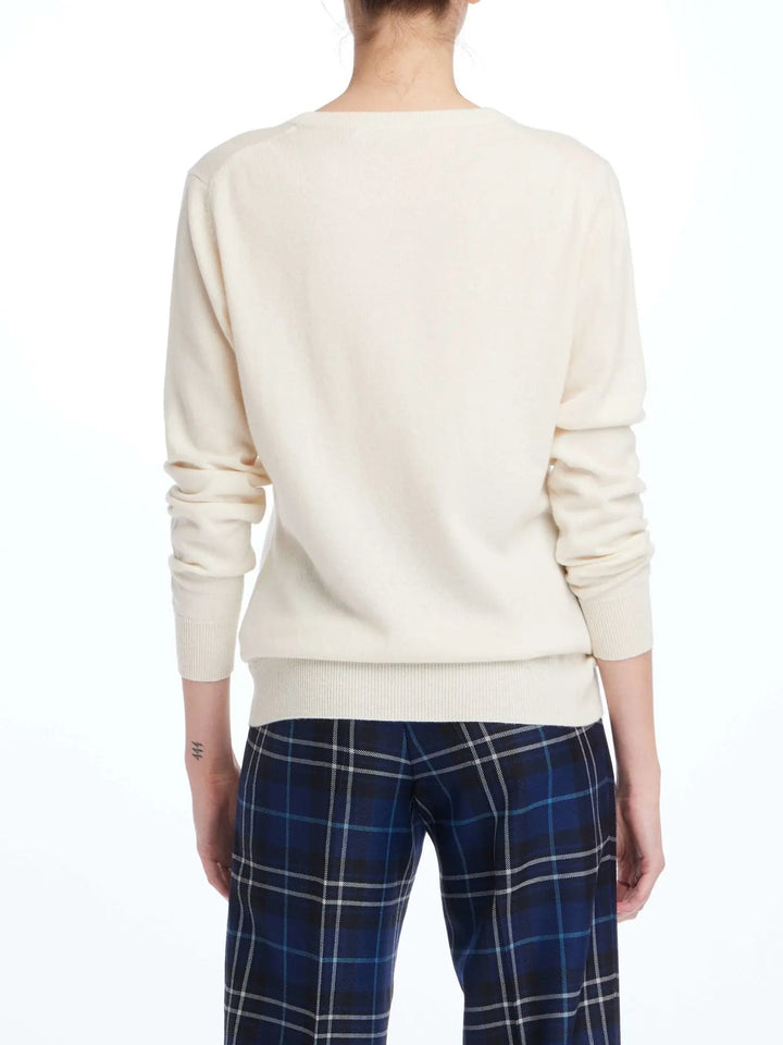 Women's Cashmere V-Neck Sweater In Cream - Nigel Curtiss