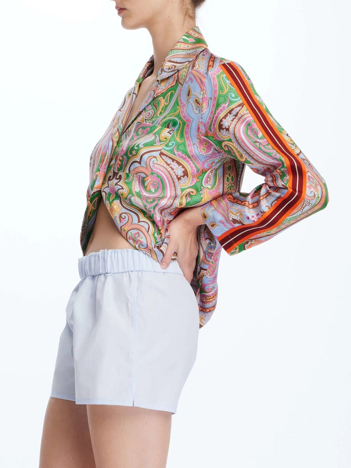 Women's Cotton Boxer In Blue Poplin - Nigel Curtiss