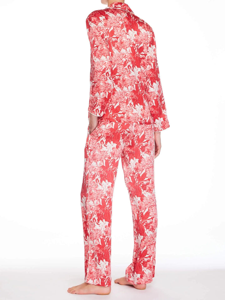 Women’s Fire Lily Silk Pajama Set With Piping - Nigel Curtiss