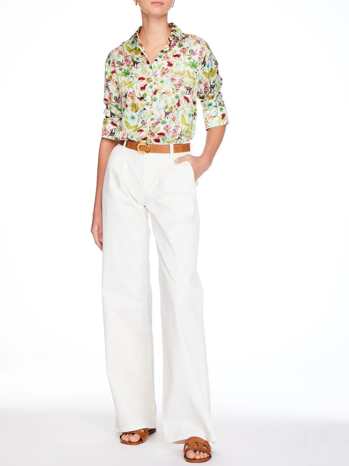 Women’s Gabardine Stretch Baggy White Pants - Nigel Curtiss