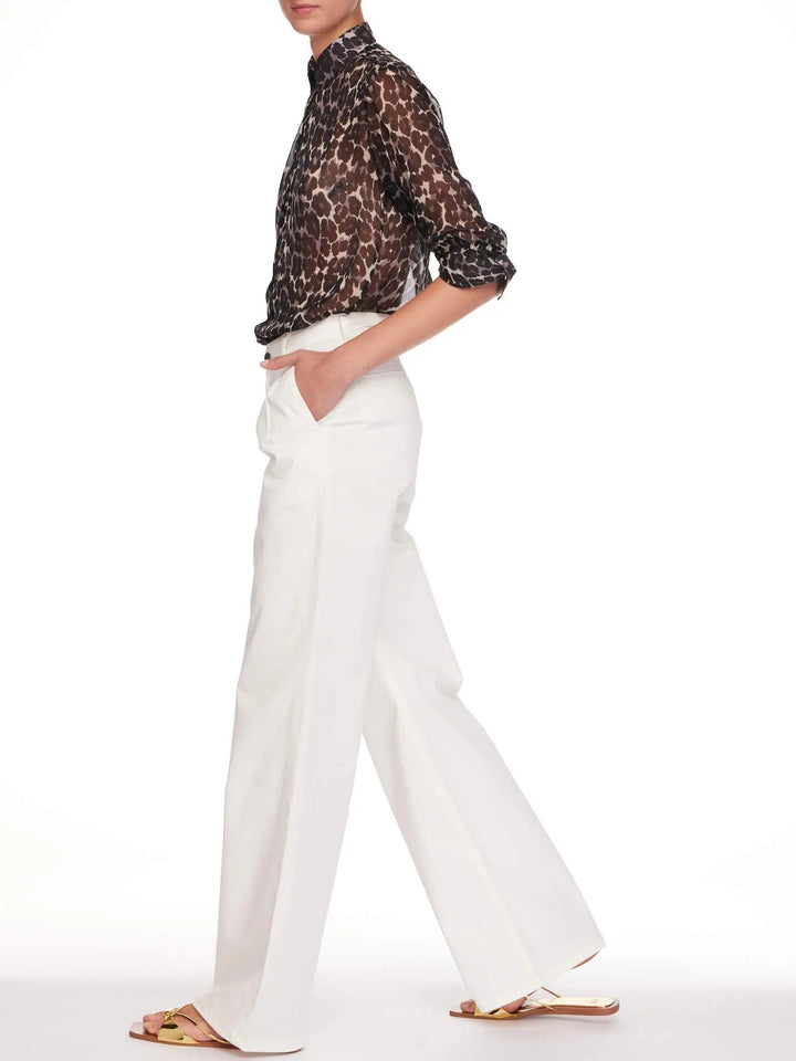 Women’s Gabardine Stretch Baggy White Pants - Nigel Curtiss