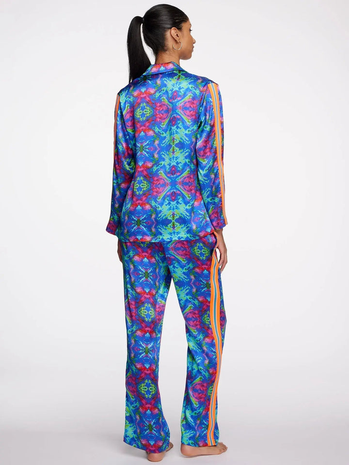 Women's Kaleidoscope Dreams Silk Pajama Set With Stripe - Nigel Curtiss