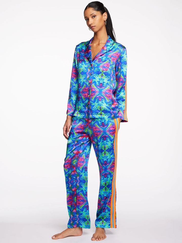 Women's Kaleidoscope Dreams Silk Pajama Set With Stripe - Nigel Curtiss