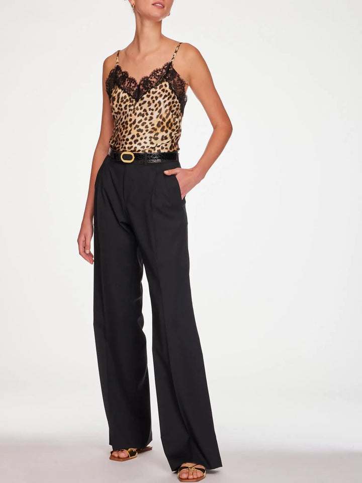 Women’s Leopard Silk Camisole With Guipure Lace - Nigel Curtiss