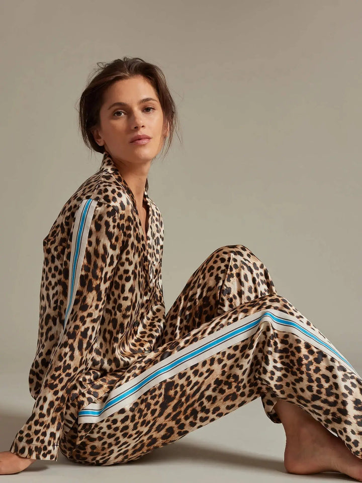 Women's Leopard Silk Pajama Set - Nigel Curtiss