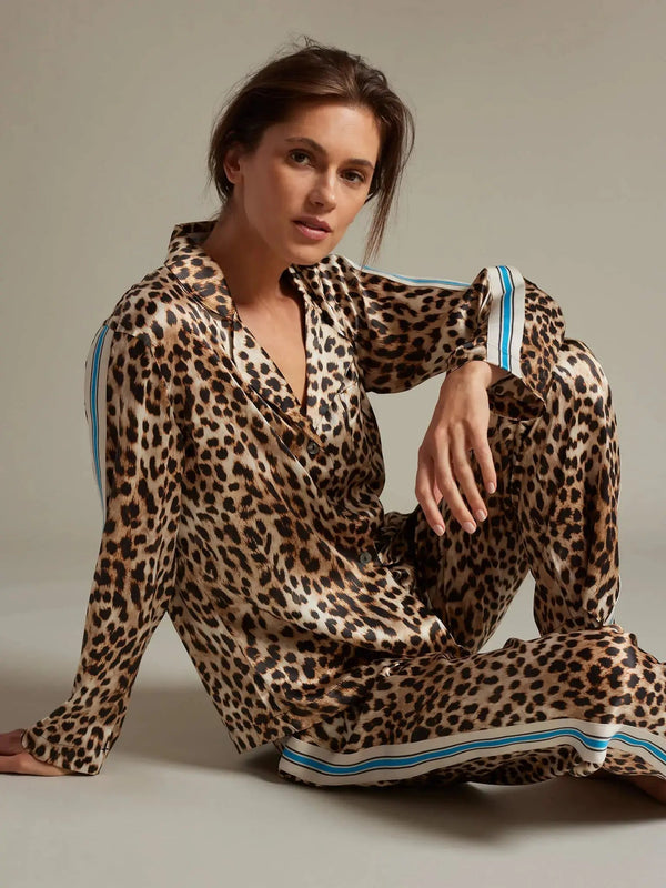 Women's Leopard Silk Pajama Set - Nigel Curtiss