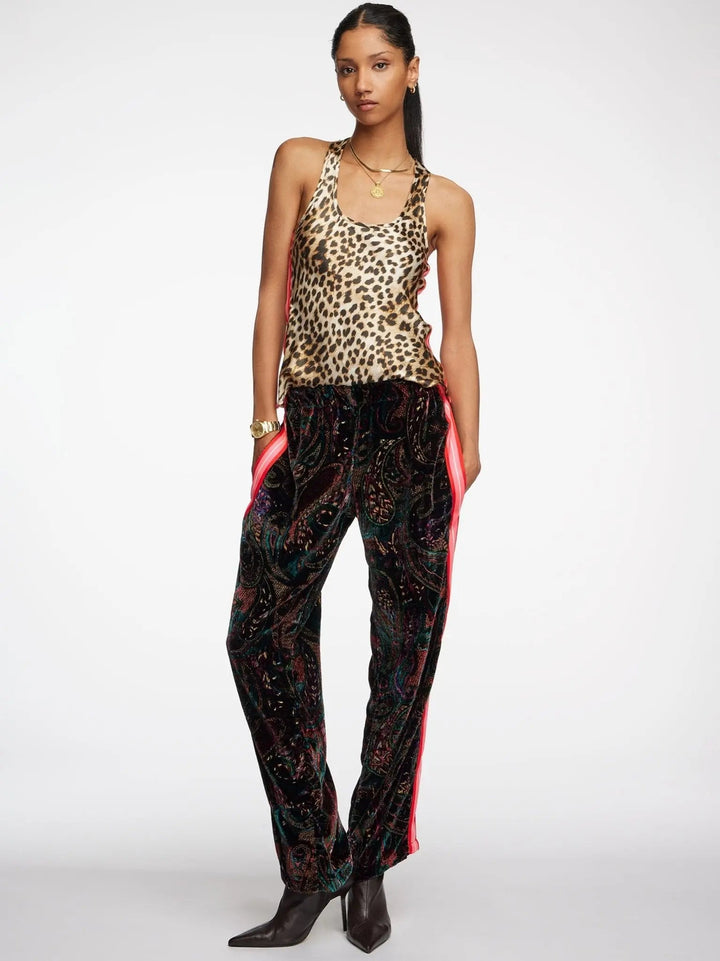 Women’s Leopard Silk Tank Top With Stripe - Nigel Curtiss