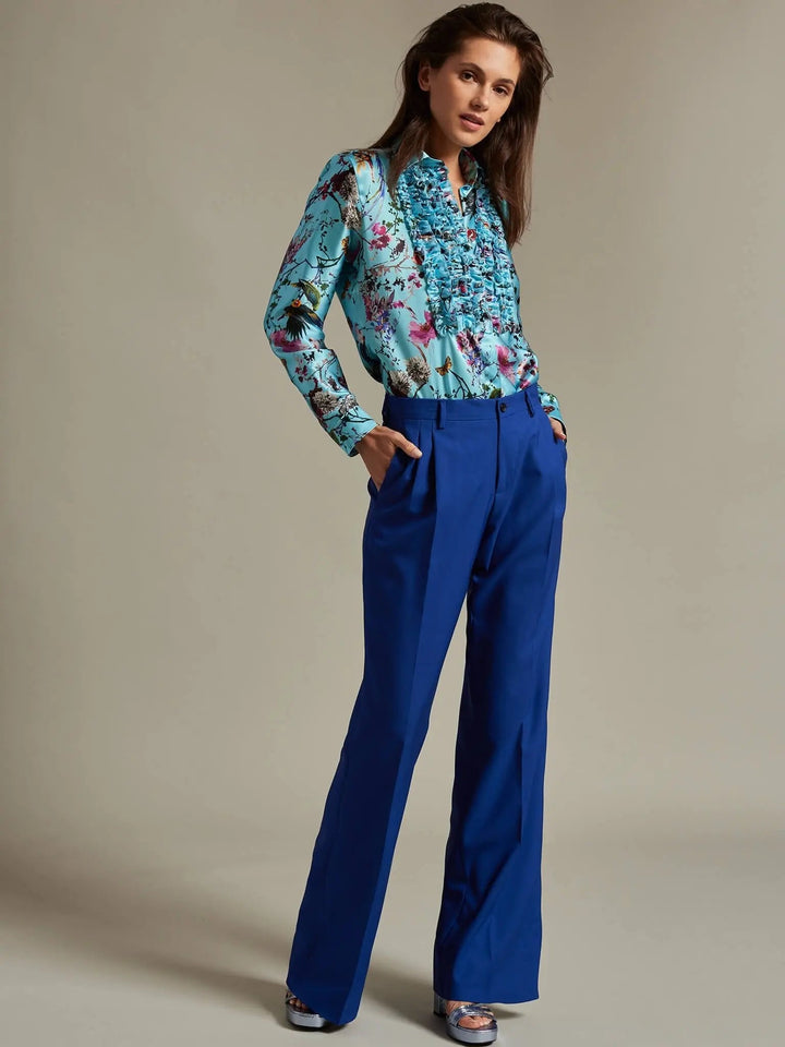 Women’s Lightweight Cool Wool Pleated Pant In Cobalt - Nigel Curtiss