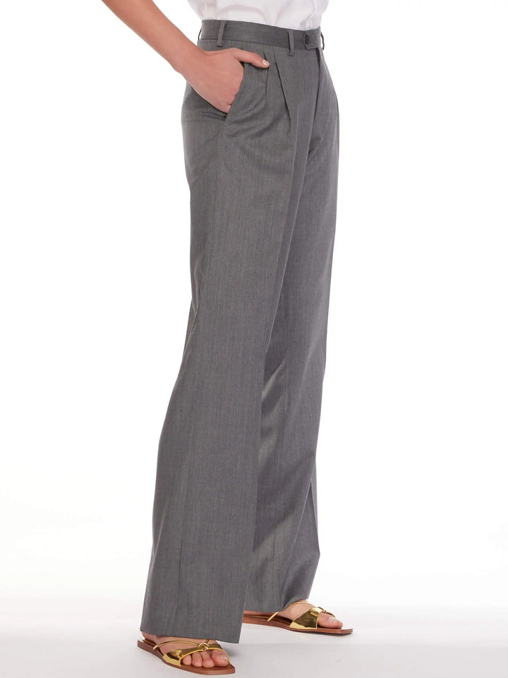 Women's Lightweight Cool Wool Pleated Pant In Grey - Nigel Curtiss