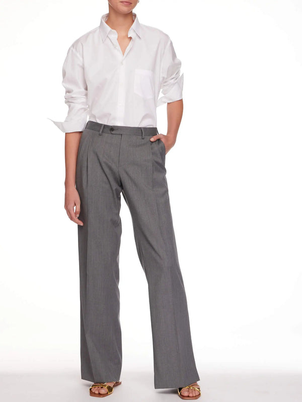 Women's Lightweight Cool Wool Pleated Pant In Grey - Nigel Curtiss