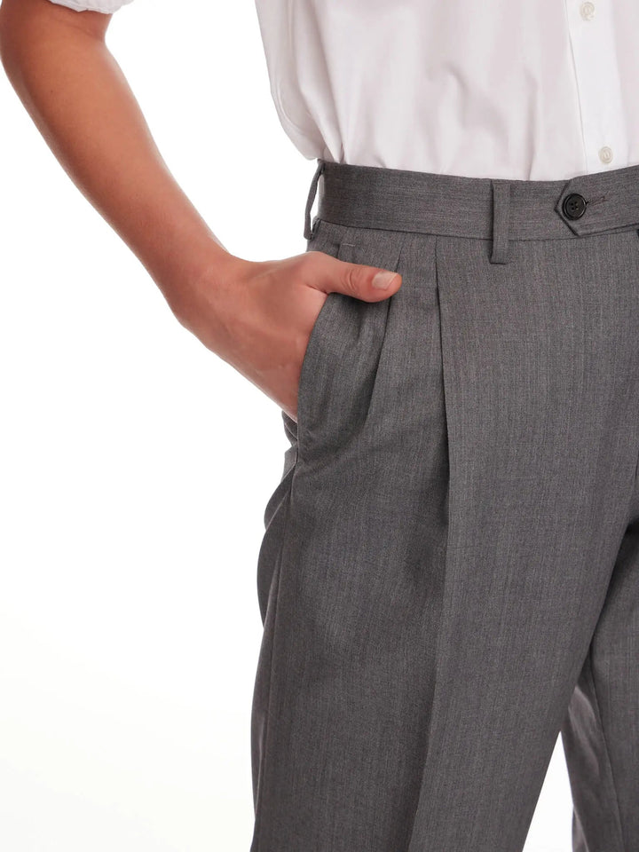 Women's Lightweight Cool Wool Pleated Pant In Grey - Nigel Curtiss