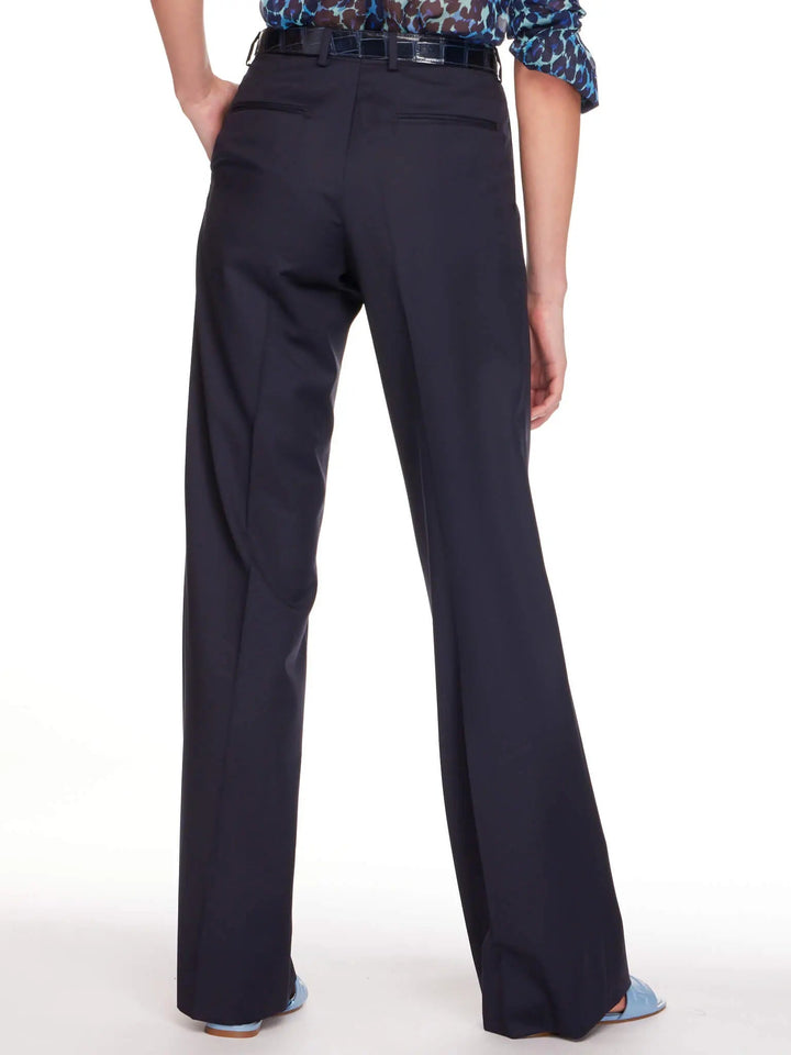 Women's Lightweight Cool Wool Pleated Pant In Navy - Nigel Curtiss
