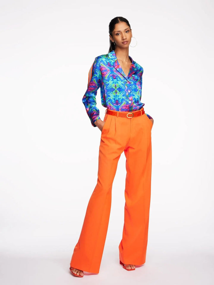 Women’s Lightweight Cool Wool Pleated Pant In Tangerine - Nigel Curtiss