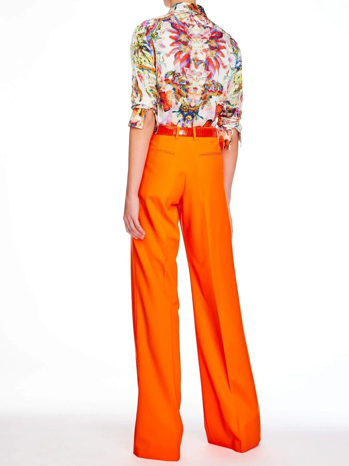 Women’s Lightweight Cool Wool Pleated Pant In Tangerine - Nigel Curtiss