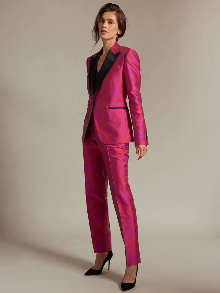 Women's Magenta Sunburst Fitted Tuxedo Jacket - Nigel Curtiss