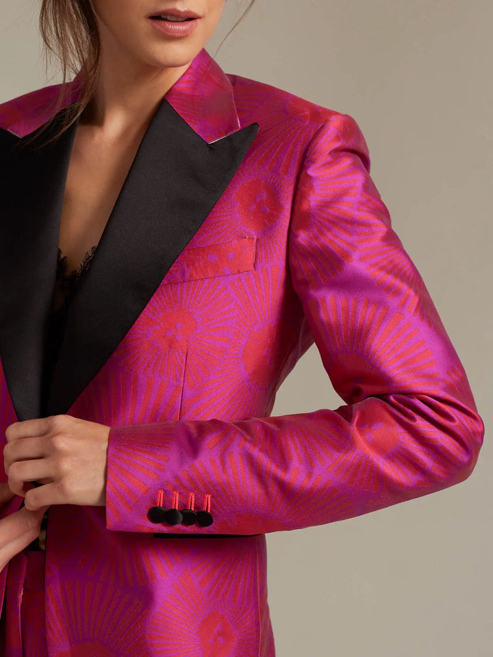 Women's Magenta Sunburst Fitted Tuxedo Jacket - Nigel Curtiss