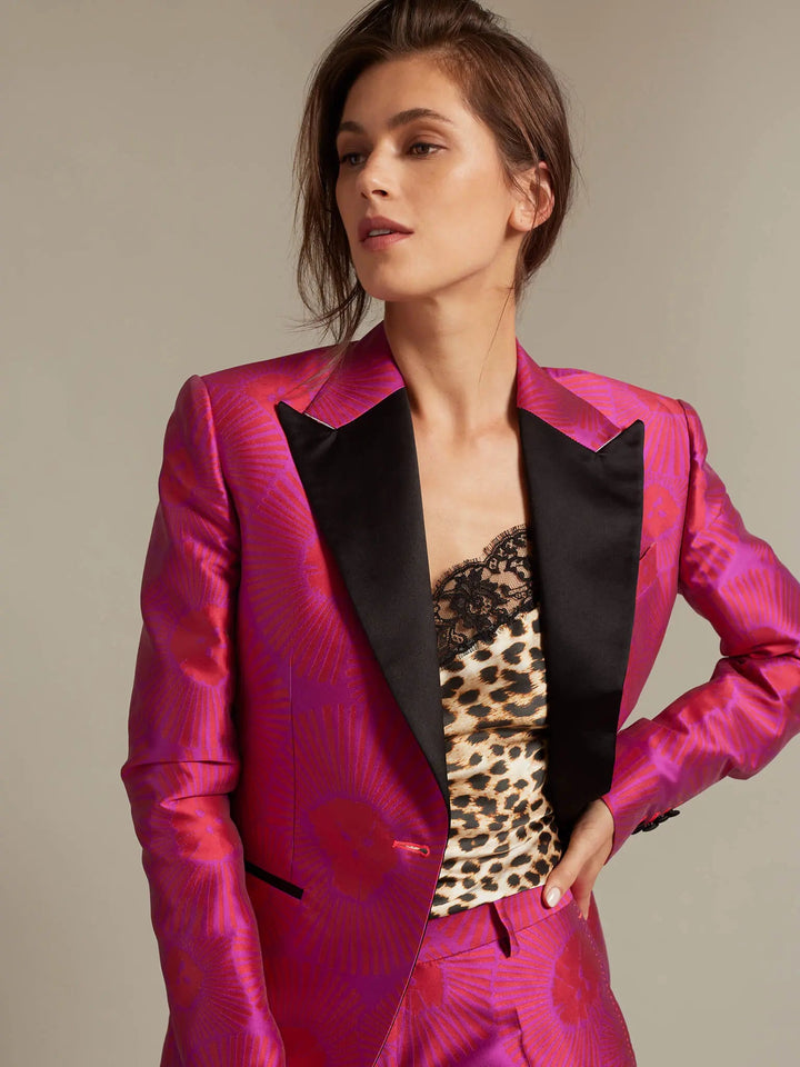 Women's Magenta Sunburst Fitted Tuxedo Jacket - Nigel Curtiss