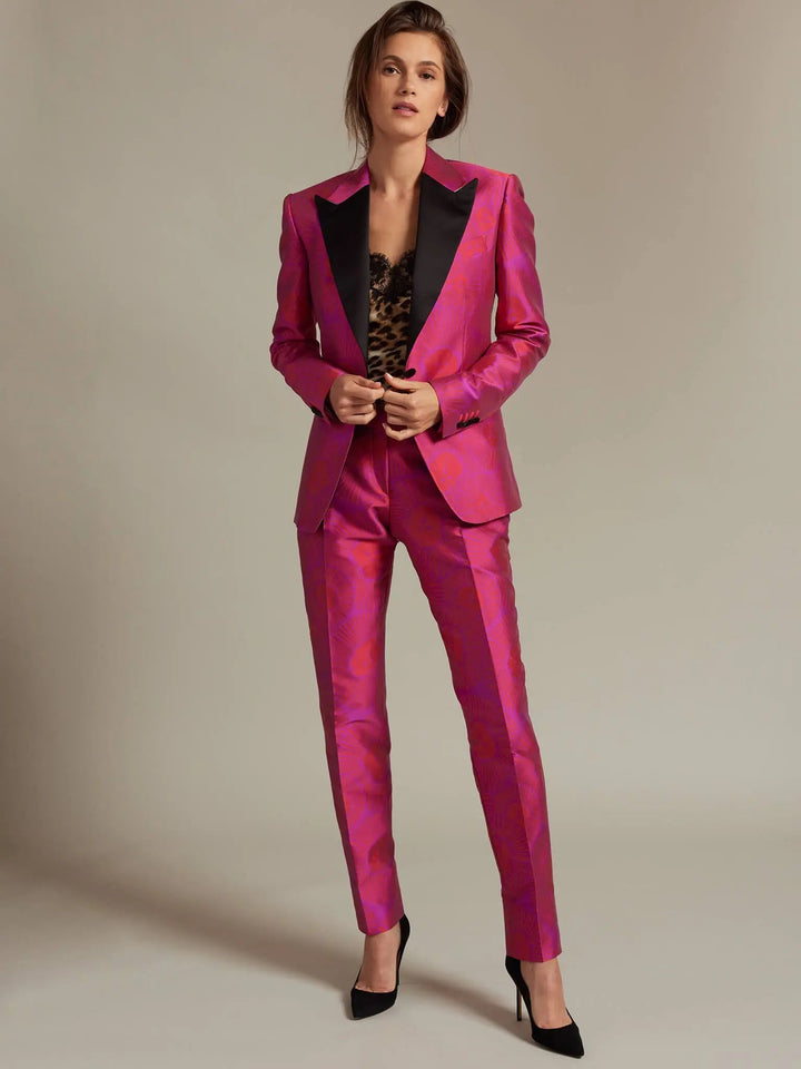 Women's Magenta Sunburst Fitted Tuxedo Jacket - Nigel Curtiss