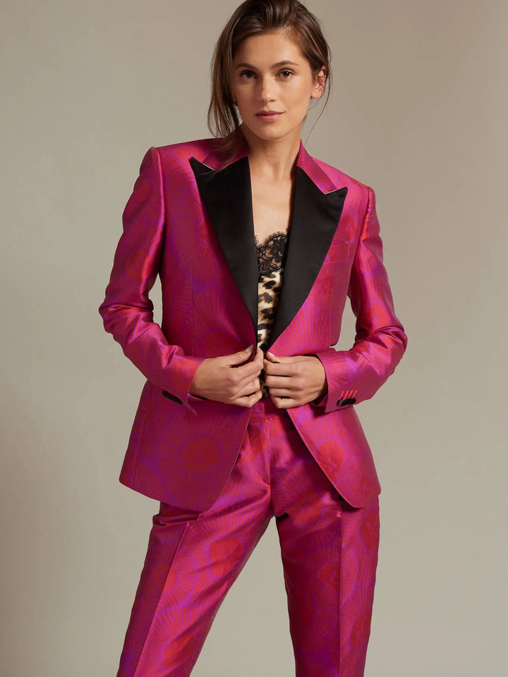 Women's Magenta Sunburst Fitted Tuxedo Jacket - Nigel Curtiss