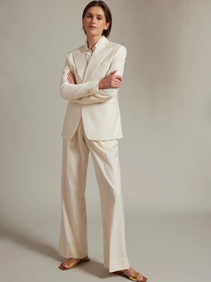 Women's Pleated Pant In Off White - Nigel Curtiss