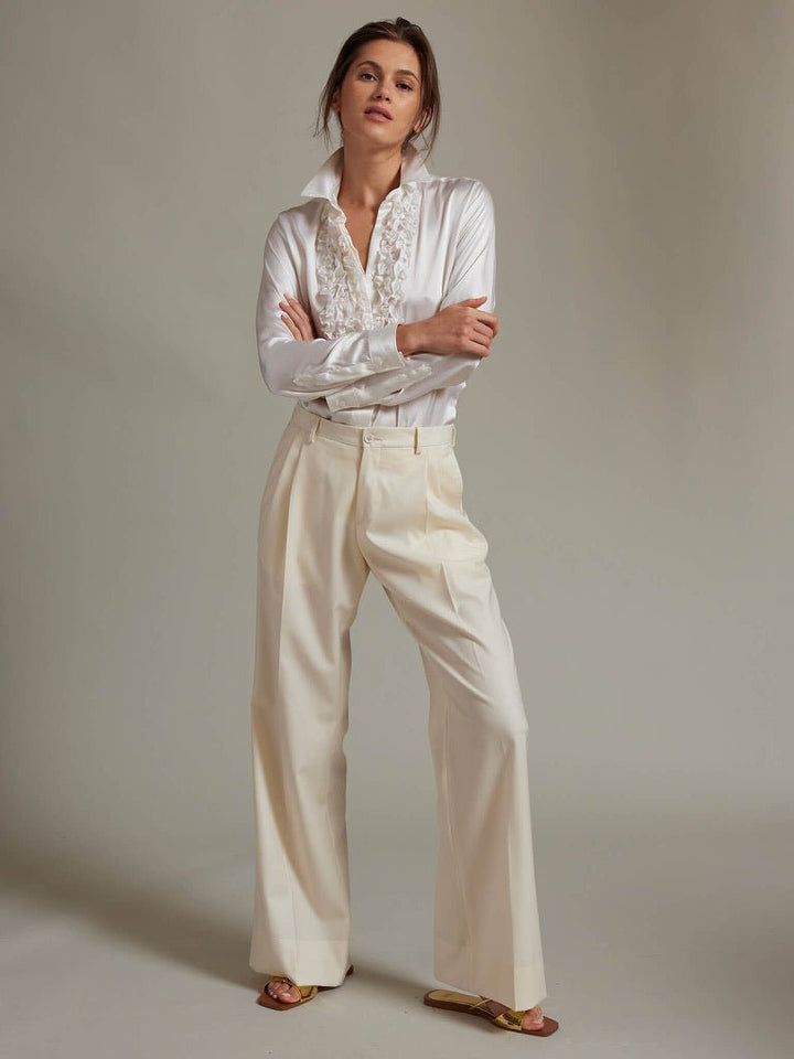 Women's Pleated Pant In Off White - Nigel Curtiss