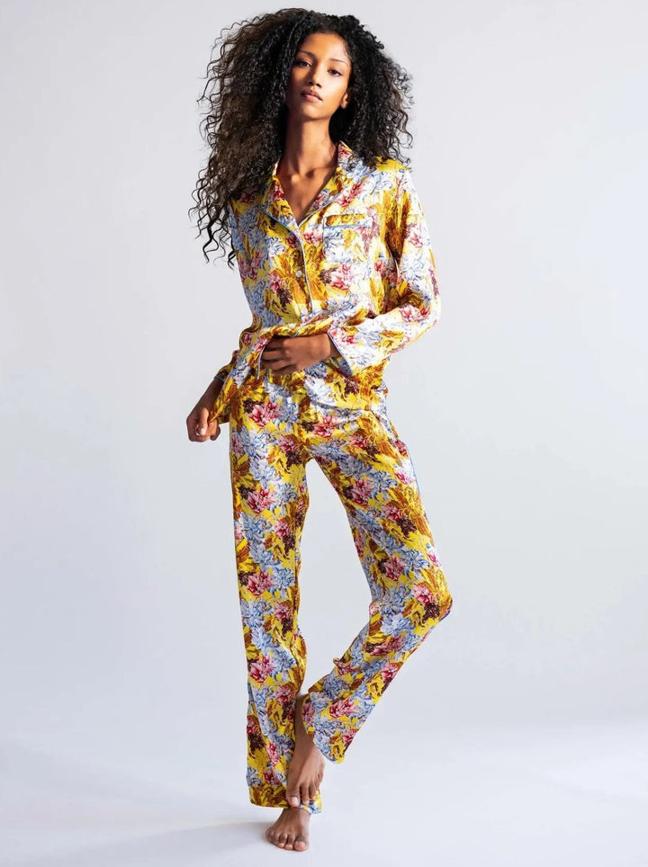 Women's Princess Lily Silk Pajama Set With Piping - Nigel Curtiss