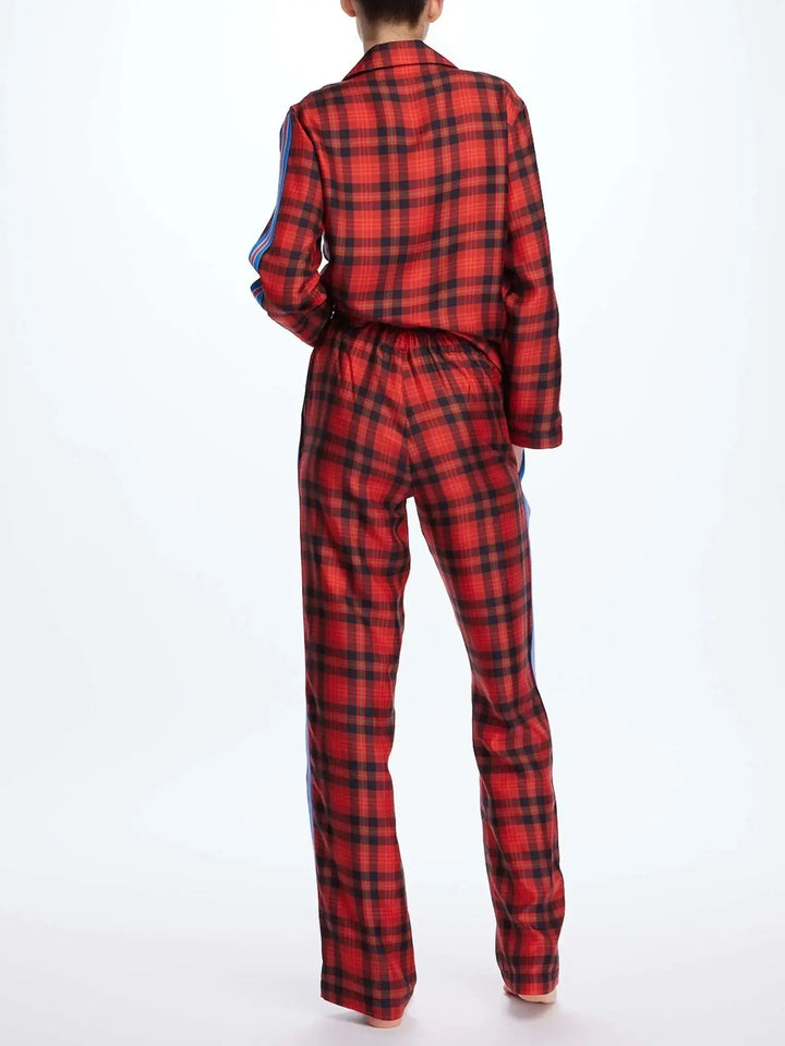 Women's Royal Stewart Tartan Silk Pajama Set With Stripe - Nigel Curtiss