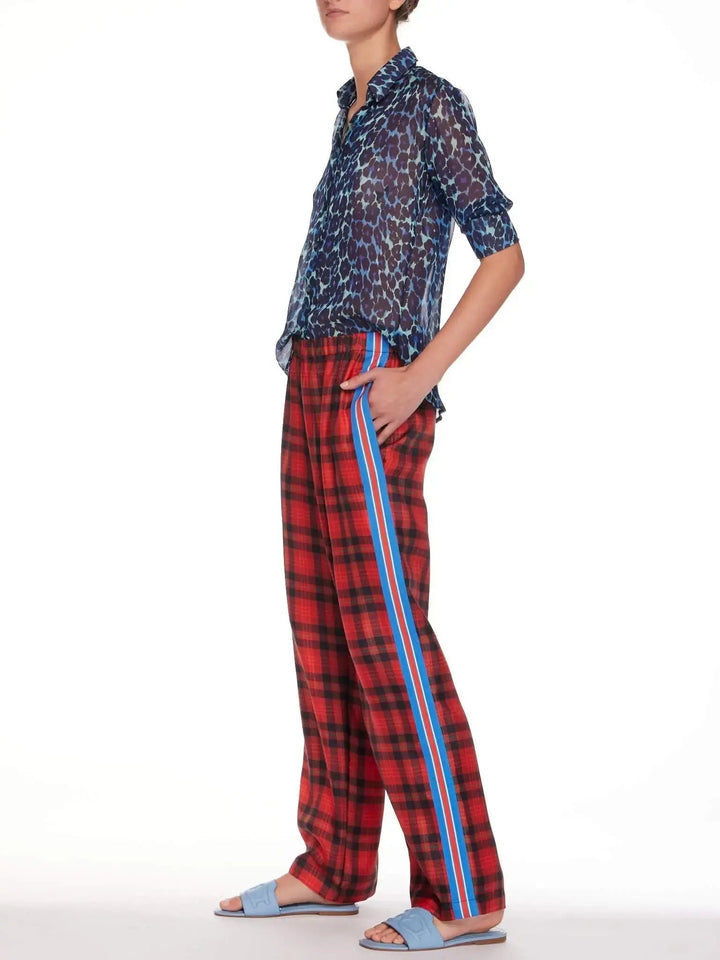 Women's Royal Stewart Tartan Silk Pajama Set With Stripe - Nigel Curtiss