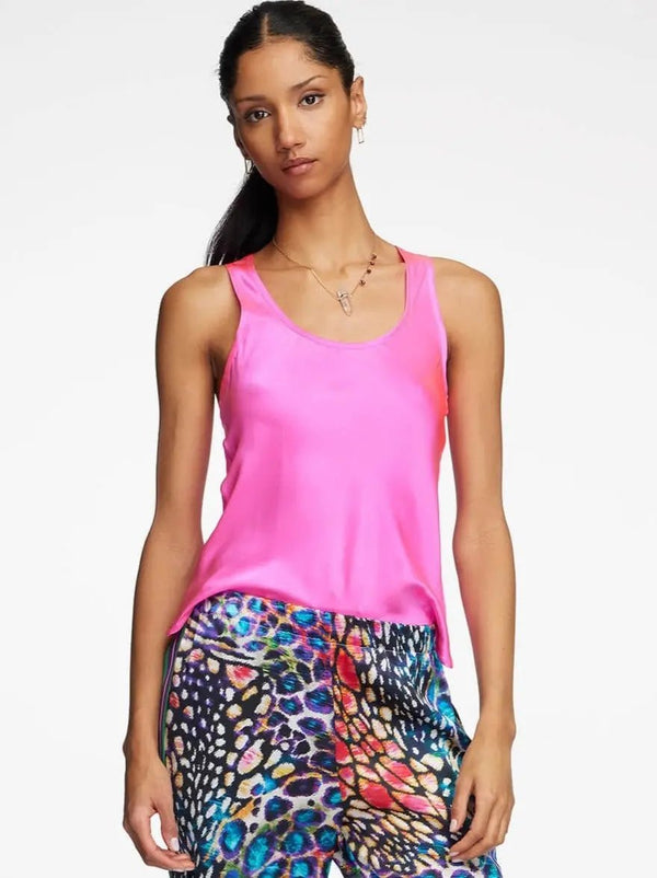 Women's Silk Tank Top In Fuchsia Pink - Nigel Curtiss