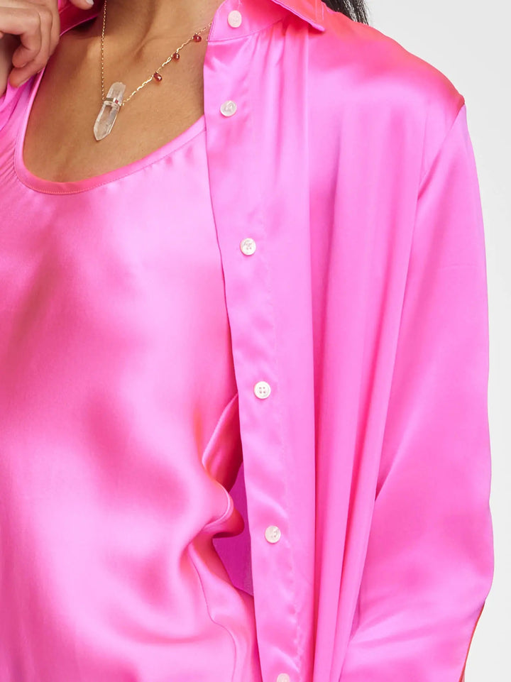 Women's Silk Tank Top In Fuchsia Pink - Nigel Curtiss