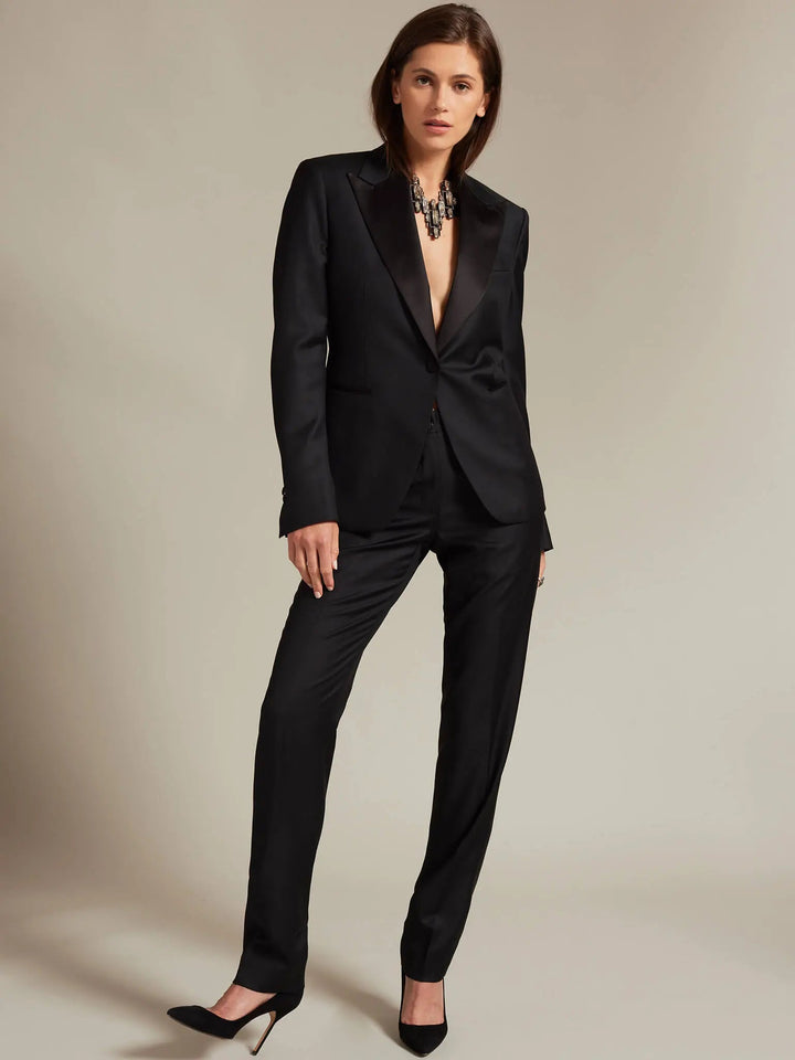 Women's Slim Fit Tuxedo Pant In Black - Nigel Curtiss